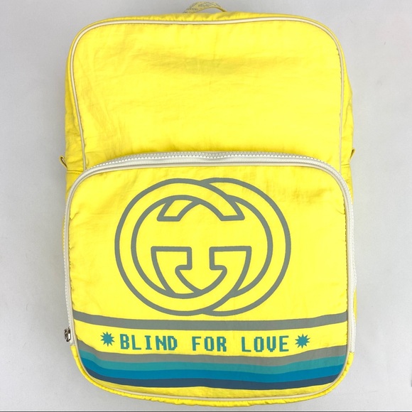 NWT Gucci Yellow Backpack "Blind For Love" -Nylon - Picture 2 of 10